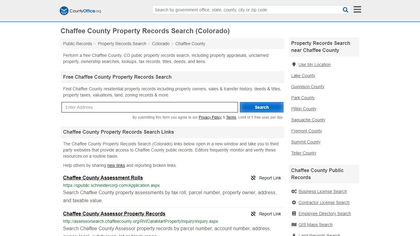 Chaffee County Property Records Search (Colorado) - County Office